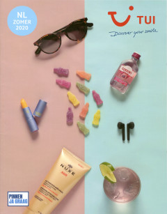 een roze lichtblauwe cover van een brochure
